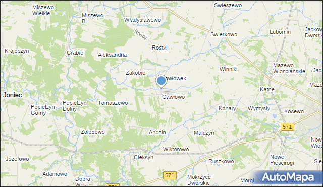 mapa Gawłowo, Gawłowo na mapie Targeo